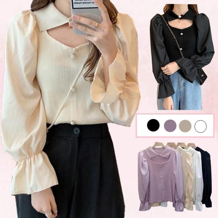 シースルー袖ニット 異素材ニットトップス【ゆうパケット】 miniministore シースルー袖ニット 異素材ニットトップス【ゆう