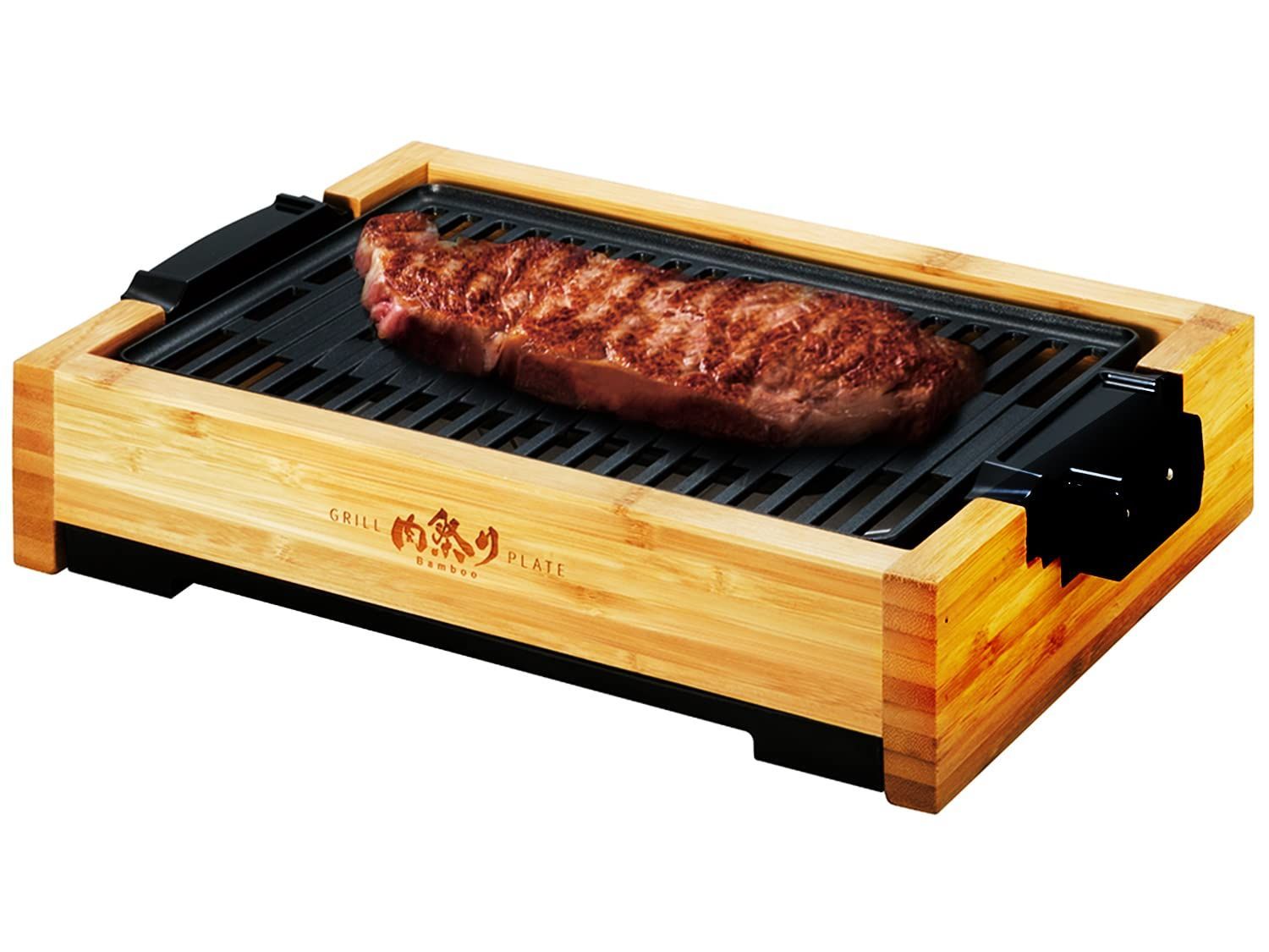 煙が出にくい プレート ホットプレート グリル 焼肉グリル 無煙 焼き肉プレート 小型 竹 ヘルシー 肉祭り 焼肉ロースター 【プラス30日延長カード付き】アピックス 卓上