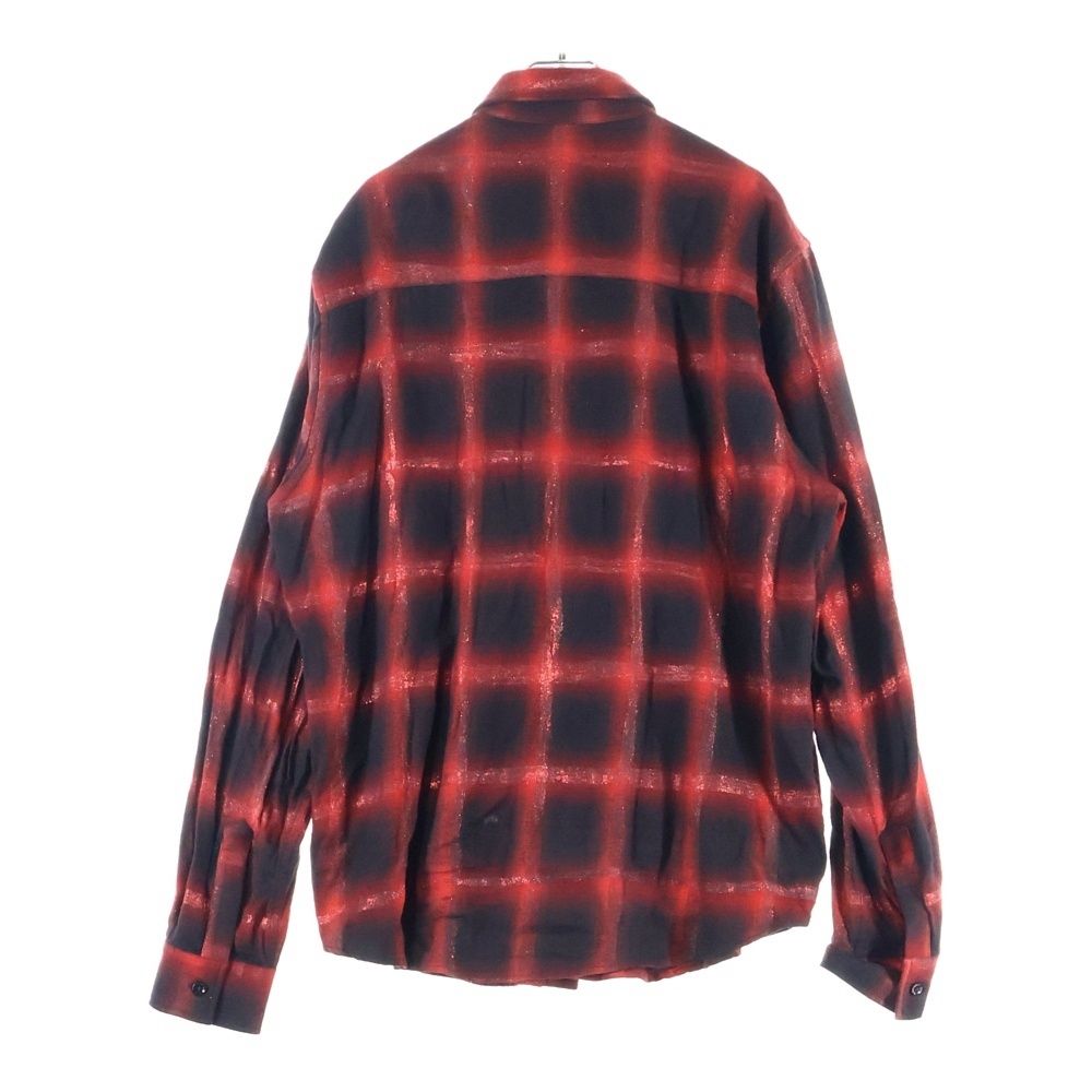AMIRI アミリ Glitter Loose Fit Plaid Shirt グリッター 長袖チェックシャツ レッド