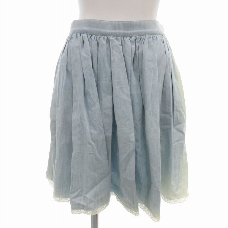 ミュウミュウ miumiu ギャザースカート ミニ丈 シャンブレー生地  