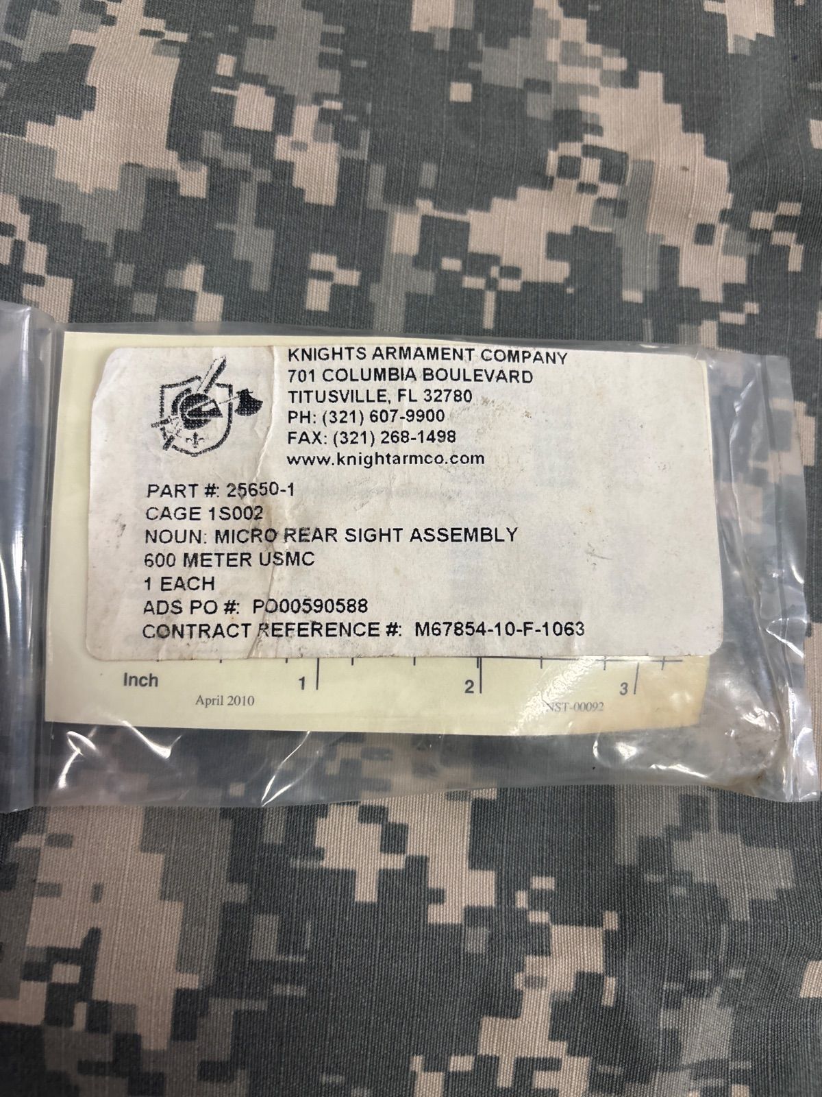 初期型 米軍 実物 KNIGHTS REAR SIGHT 600 METER A 5