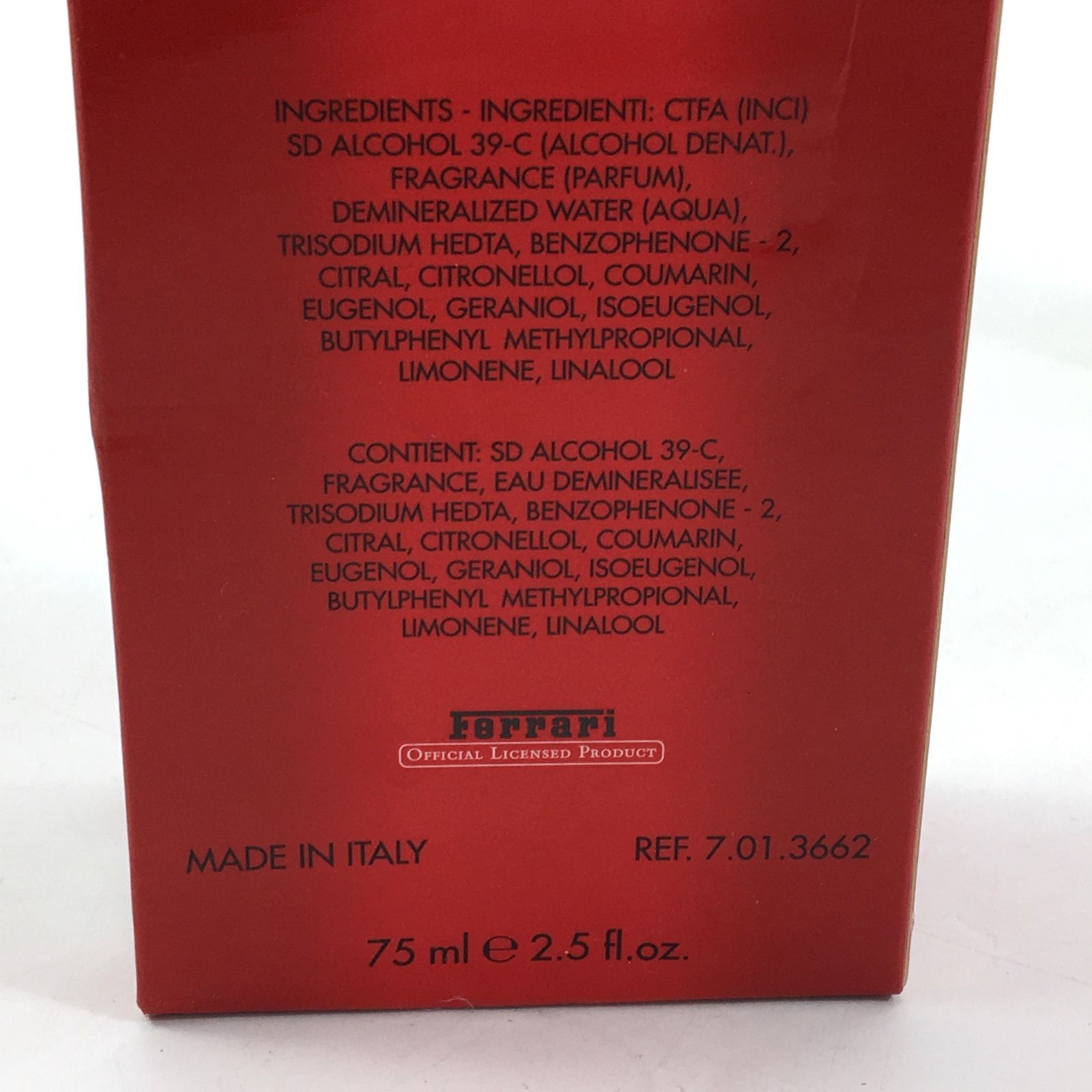 残量約8割程 Ferrari フェラーリ 香水 レッド オードトワレ 75ml