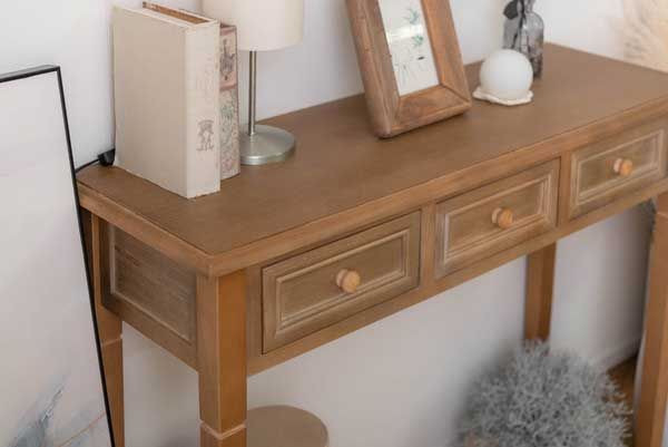 天然木 桐 のオーブコンソールテーブル アンティーク調デザイン W100×D33×H74cm No.456 ブラウン