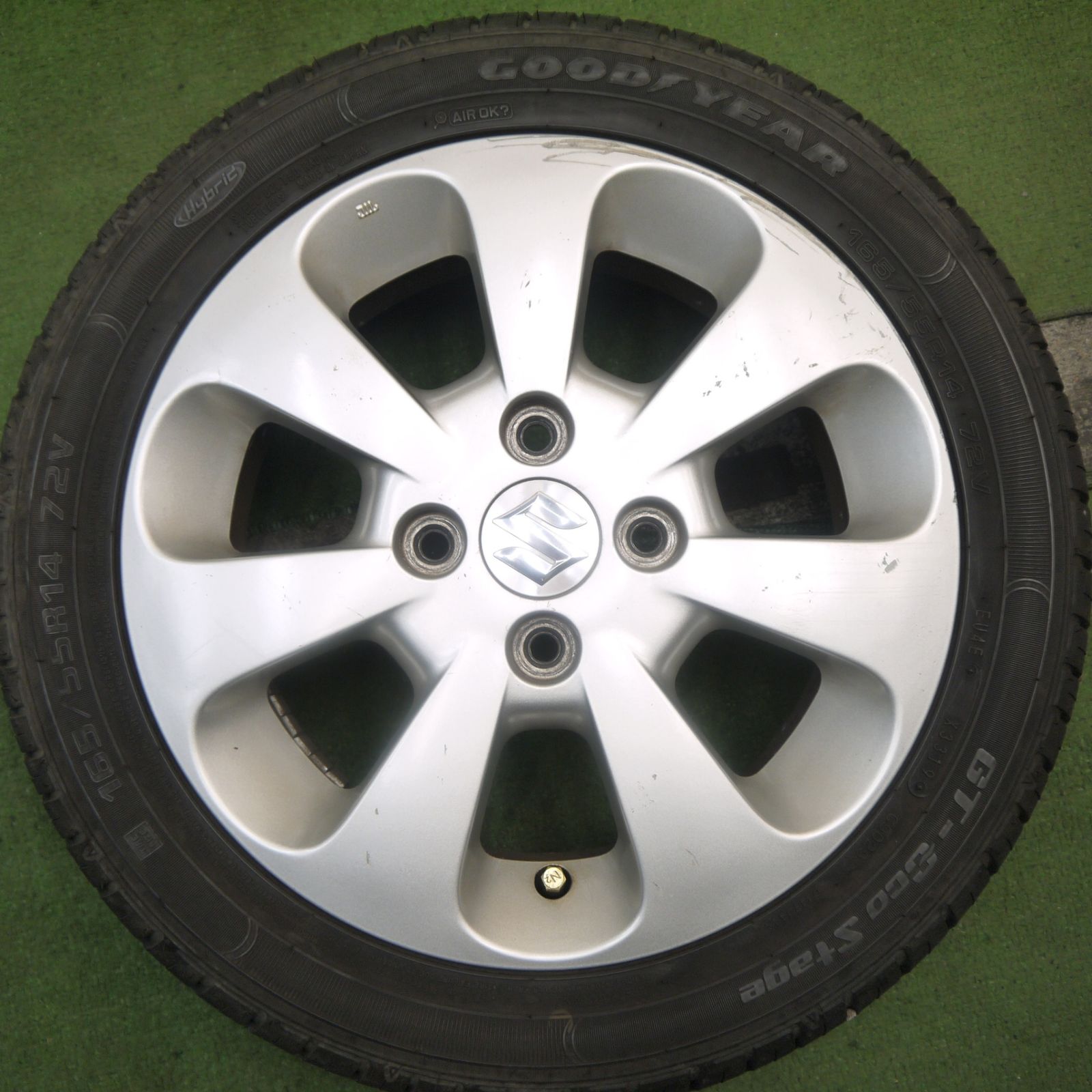 【送料無料】＋【高品質】! バリ溝 8.5分 スズキ パレット 純正 165 55R14 グッドイヤー GT-Eco Stage 14インチ PCD100 4H 5091201Hノ 特売品期間限定。