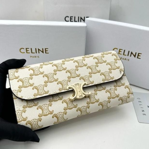 極美品CELINE セリーヌ 財布 レディース 長財布 ホワイト 折り財布