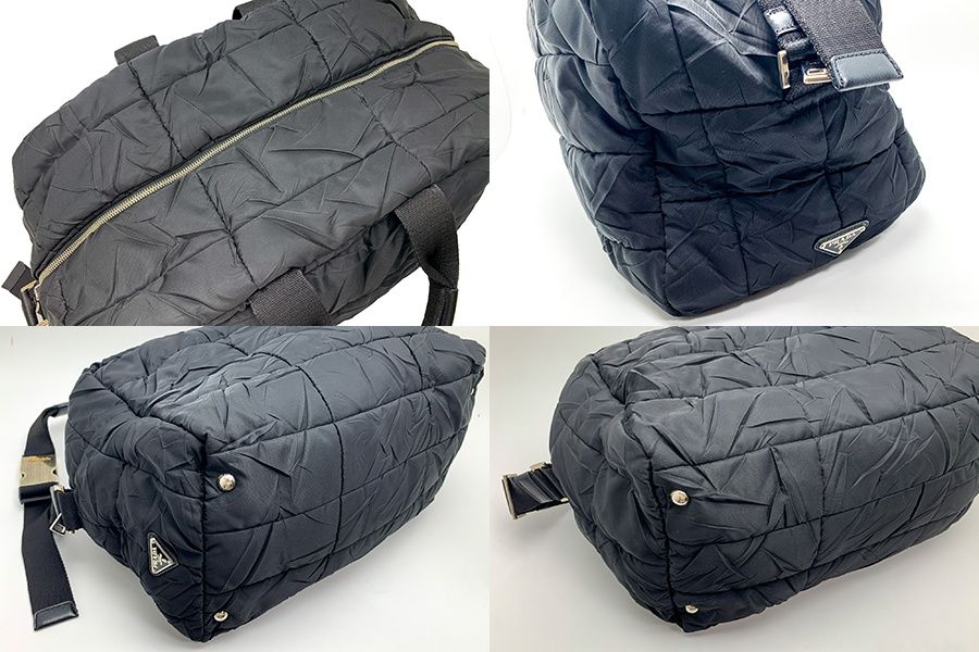 PRADA プラダ 黒 ブラック キルティング ナイロン ボストンバッグ