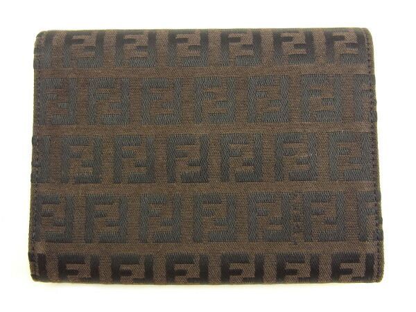 FENDI 三つ折り財布 ブラウン/ブラック フェンディ 三つ折り財布 財布 ズッカ ブラウン×ブラック キャンバス