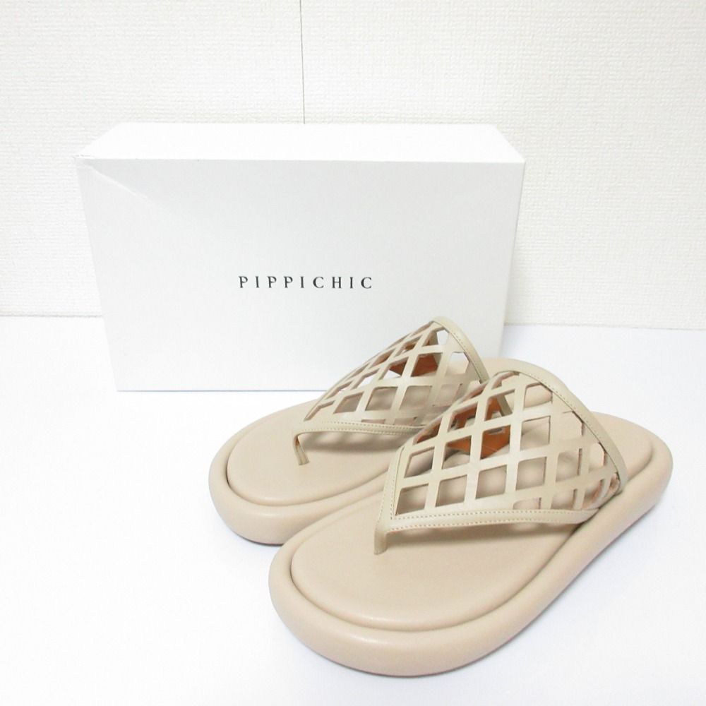 24SS Pippichic ピッピシック HANAKO pineapple 16 サンダル サイズ37 1|2 約24cm グレージュ レディース 古着