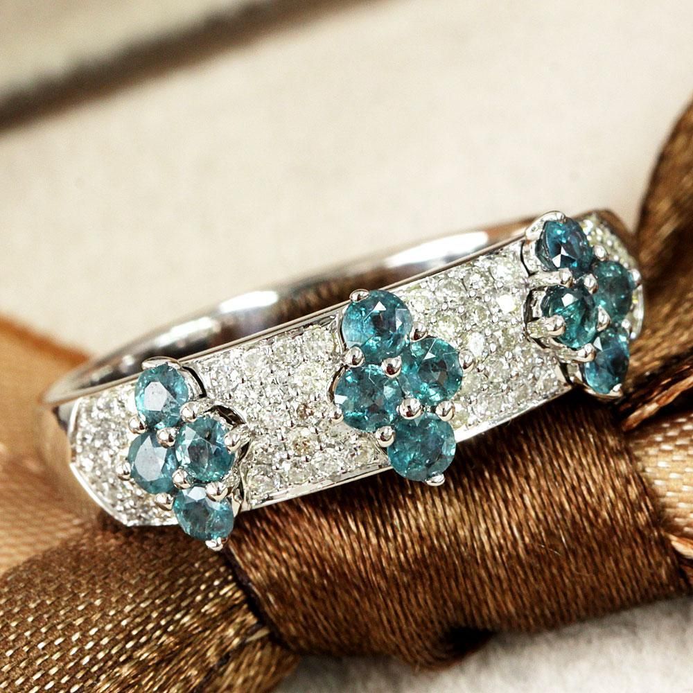 神秘 0.65ct アレキサンドライト ダイヤモンド K18 wg リング