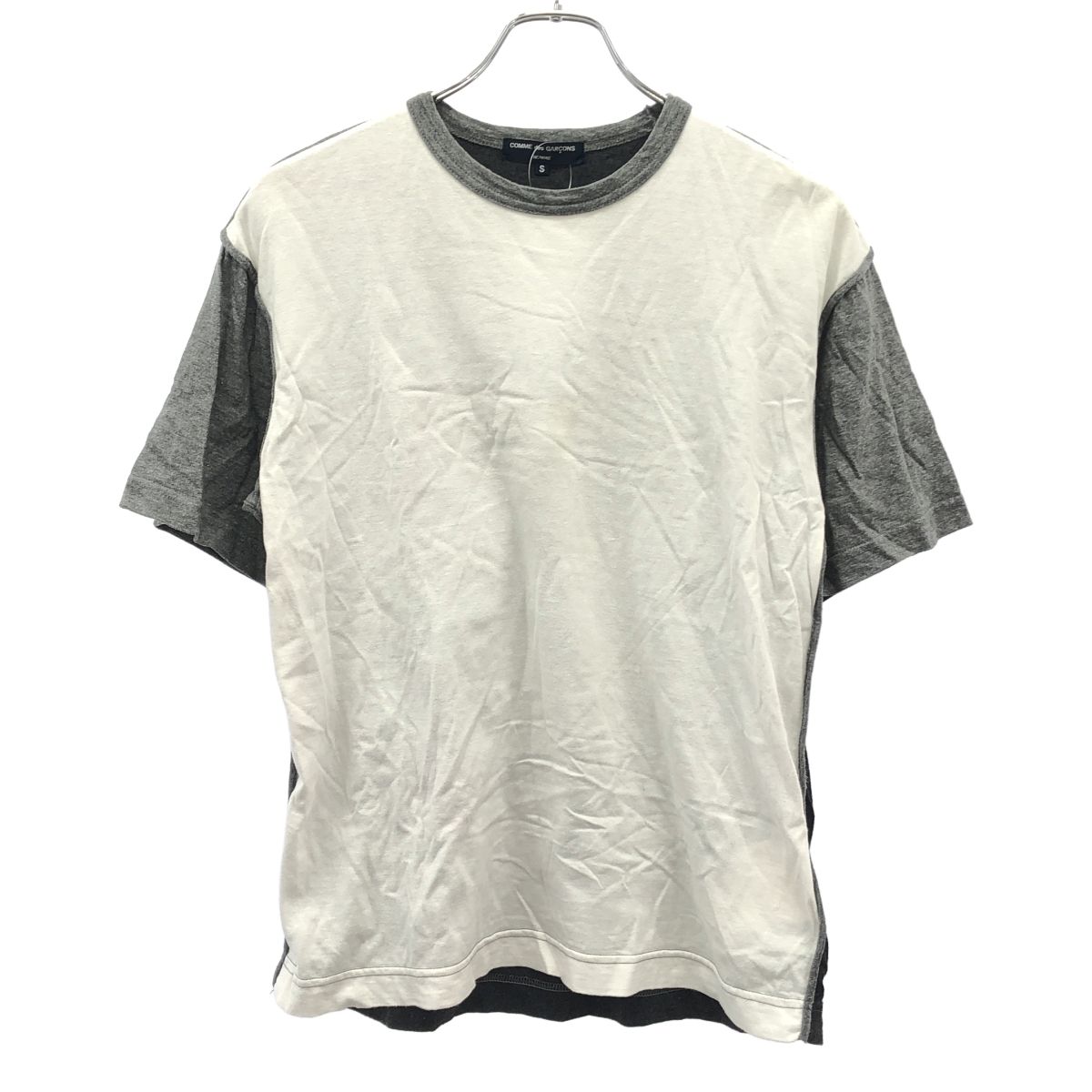 COMME des GARCONS HOMME コムデギャルソンオム 2005SS 切替クルーネックTシャツ HO-T026 グレー ホワイト S