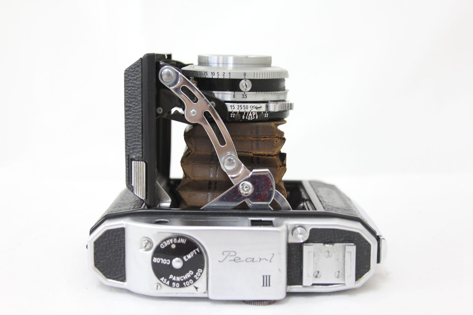 返品保証】 Pearl III Konishiroku Hexar 75mm F3.5 蛇腹カメラ v9795