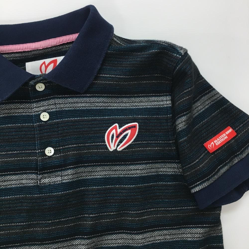 美品】マスターバニー 半袖ポロシャツ ライトブルー×グレー ボーダー