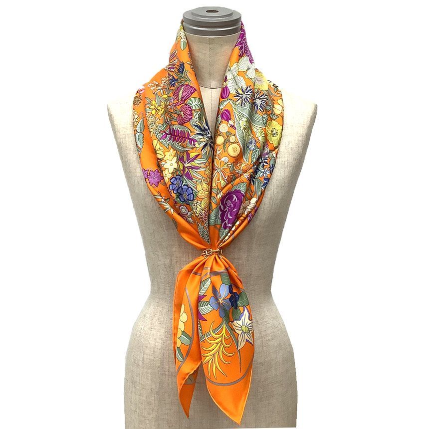 HERMES シルクスカーフ PLANIFLEURS 花柄 aq12085