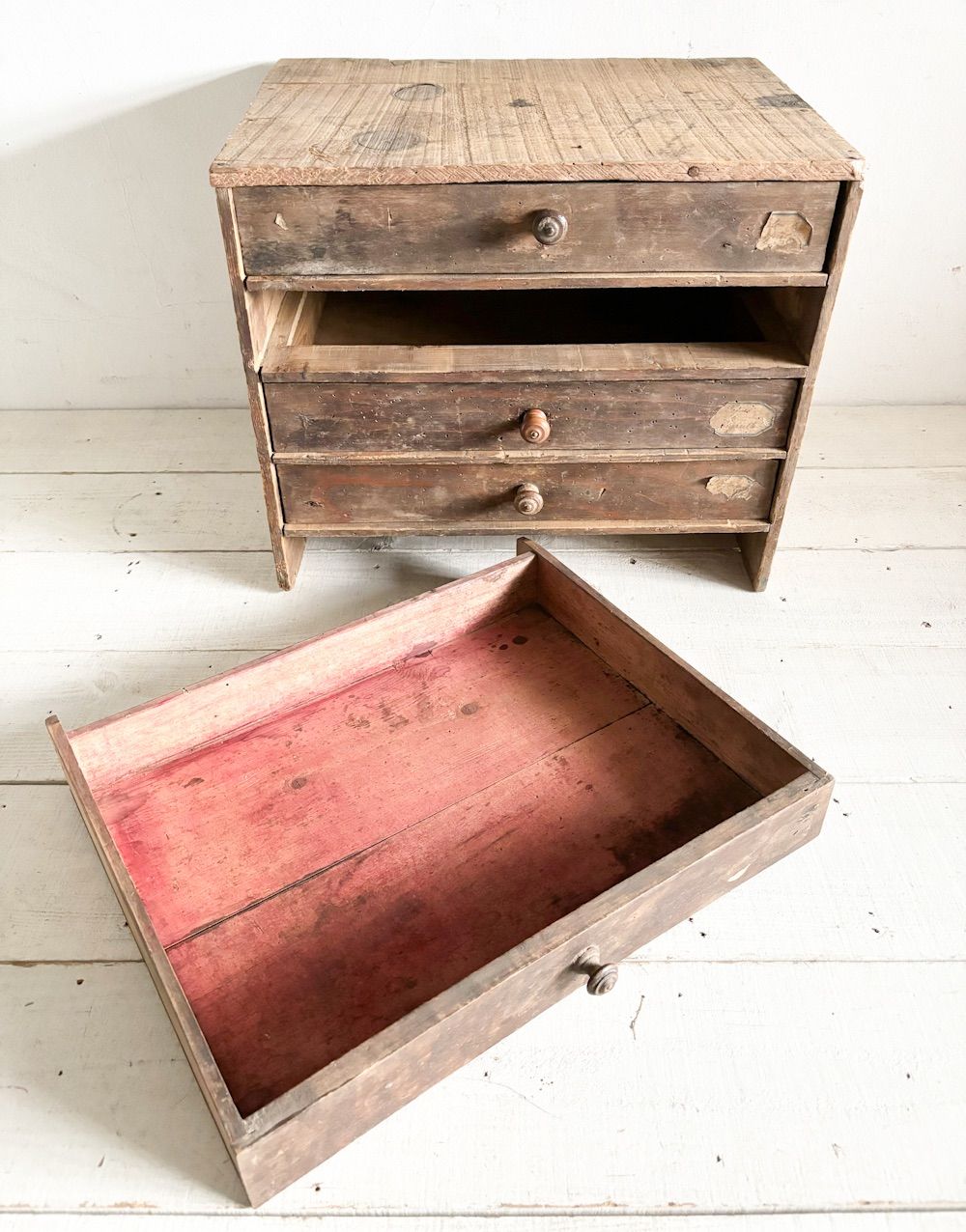 フランス L.V. アンティーク 手芸屋糸什器 キャビネット 8段 引き出し