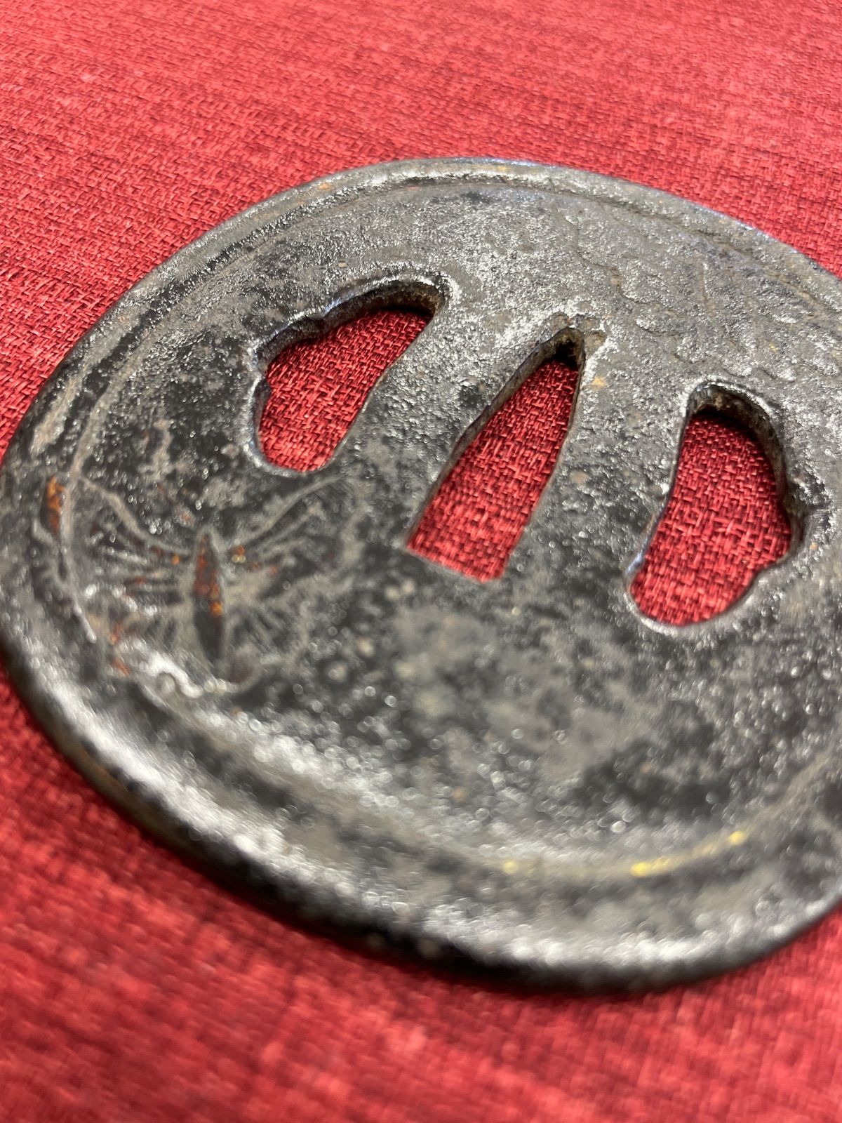 刀の鍔 日本刀 骨董品 ① B-41 鍔 在銘 武具 刀装具 時代物 日本刀