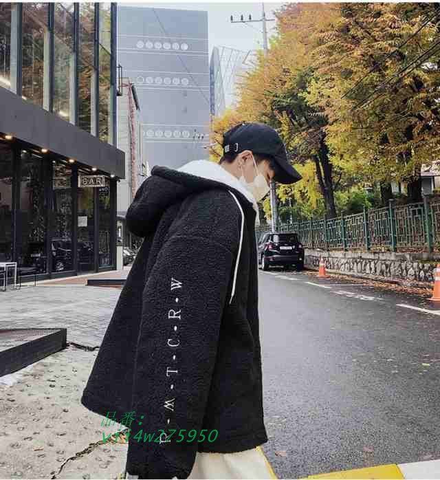 ムートンコート メンズ ボアジャケット ボアコート 暖い フード付き 男 カジュアルコート 綿 裏ボア ゆったり 裏起毛 大きいサイズ 無地 vii4w275950 KANDAIZUMI_COM