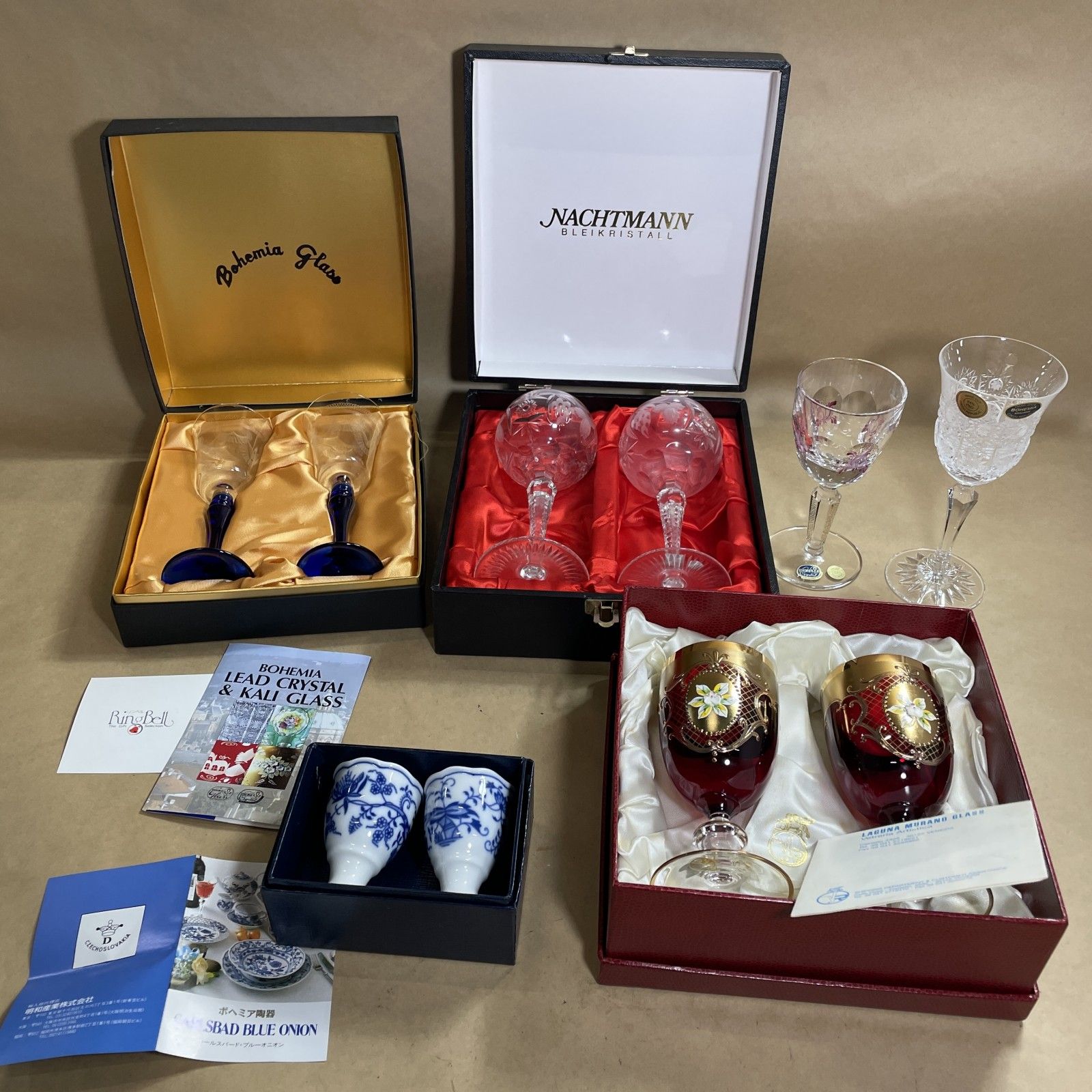 BOHEMIA ボヘミアクリスタル ペアグラス 箱入り 4箱 ＋ 箱なし グラス 2点 まとめ売り ナハトマン ムラーノ ボヘミア陶器 2.4kg