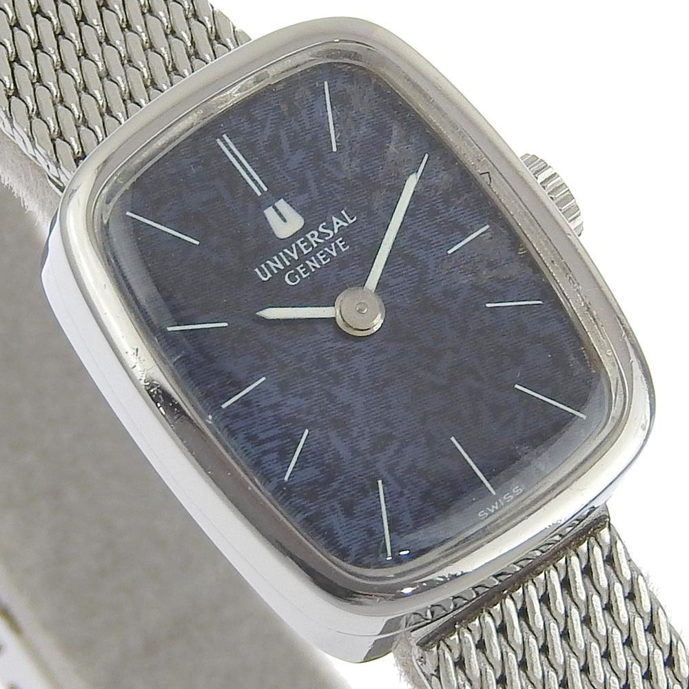 【Universal Genve】ユニバーサル・ジュネーブ 811601 ステンレススチール シルバー 手巻き レディース 黒文字盤 腕時計