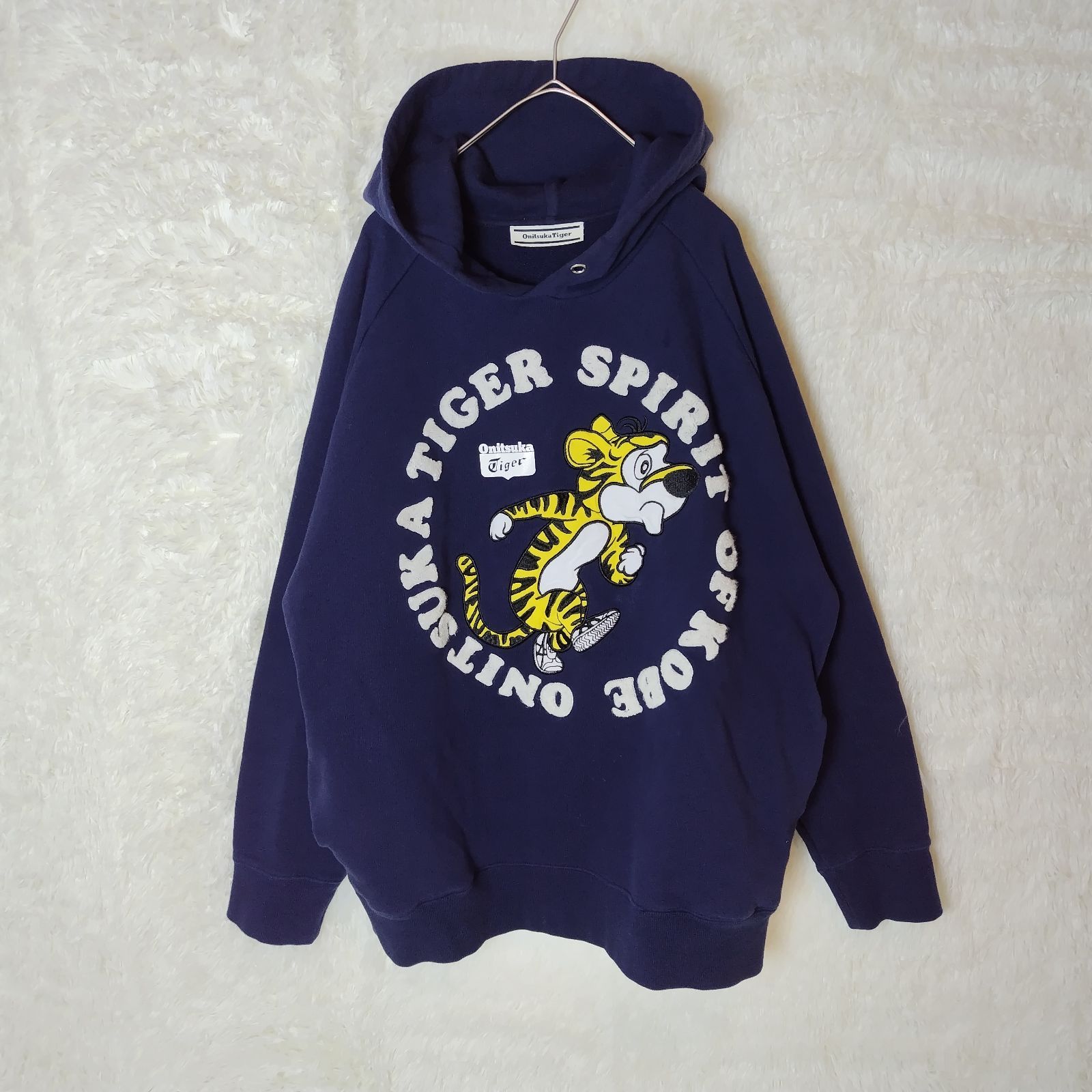 オニツカタイガー☆ パーカー トレーナー グレー ロゴ 刺繍 美品