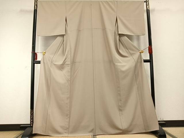 平和屋着物 人間国宝 羽田登喜男監修 色無地 単衣 白橡色 洗える着物 AABC0316fy