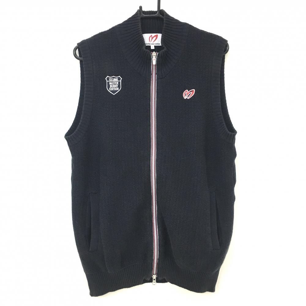 マスターバニー ニットベスト ネイビー ジップトリコロール コットン