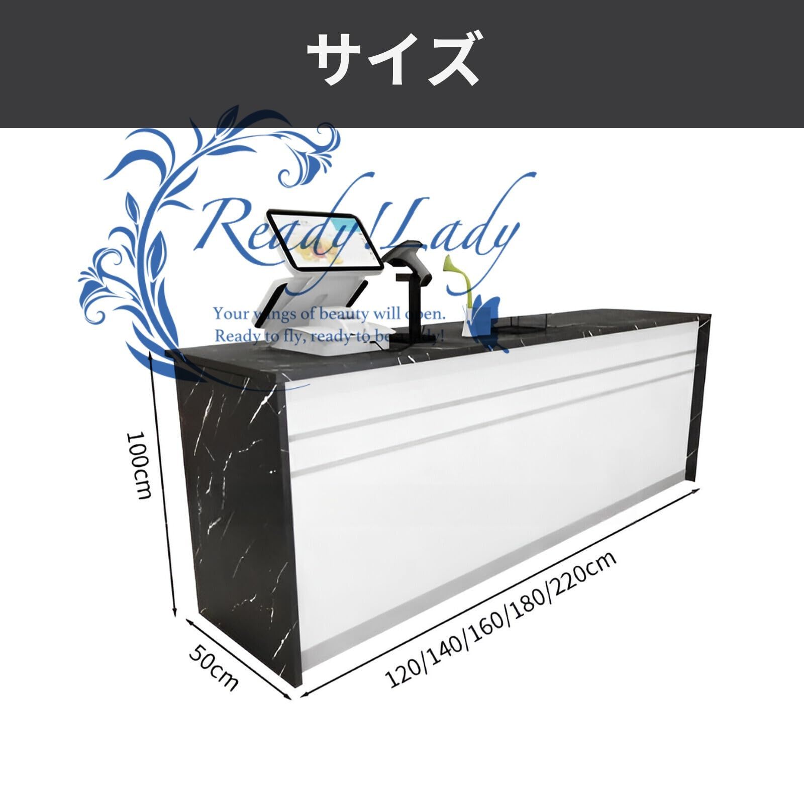 受付カウンター おしゃれ 大量収納 レジカウンター カウンターテーブル オフィス受付台 モダン シンプル 140*50*100cm ナチュラル