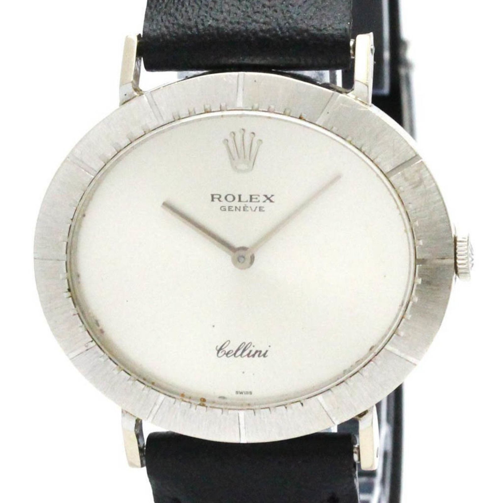 ロレックス ROLEX チェリーニ K18 ホワイトゴールド レザー 手巻き メンズ 時計 4083