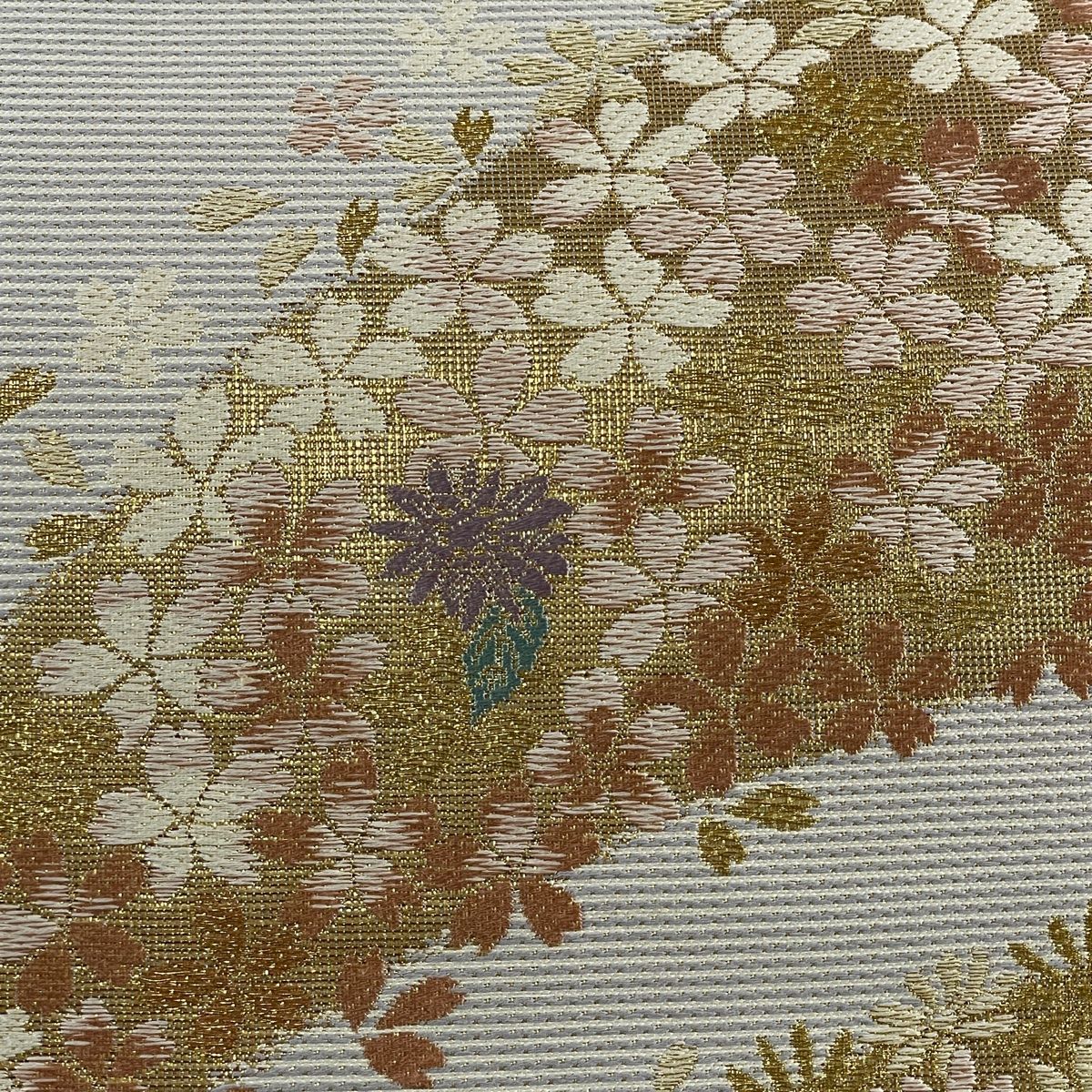 【最終値下げ!!】15y20▲桜文 袋帯 六通 金糸 梅 藤 流水文 ▲美品 最終値下げ!!】15y20△桜文 袋帯 六通 金糸 梅 藤 流水文 △美品