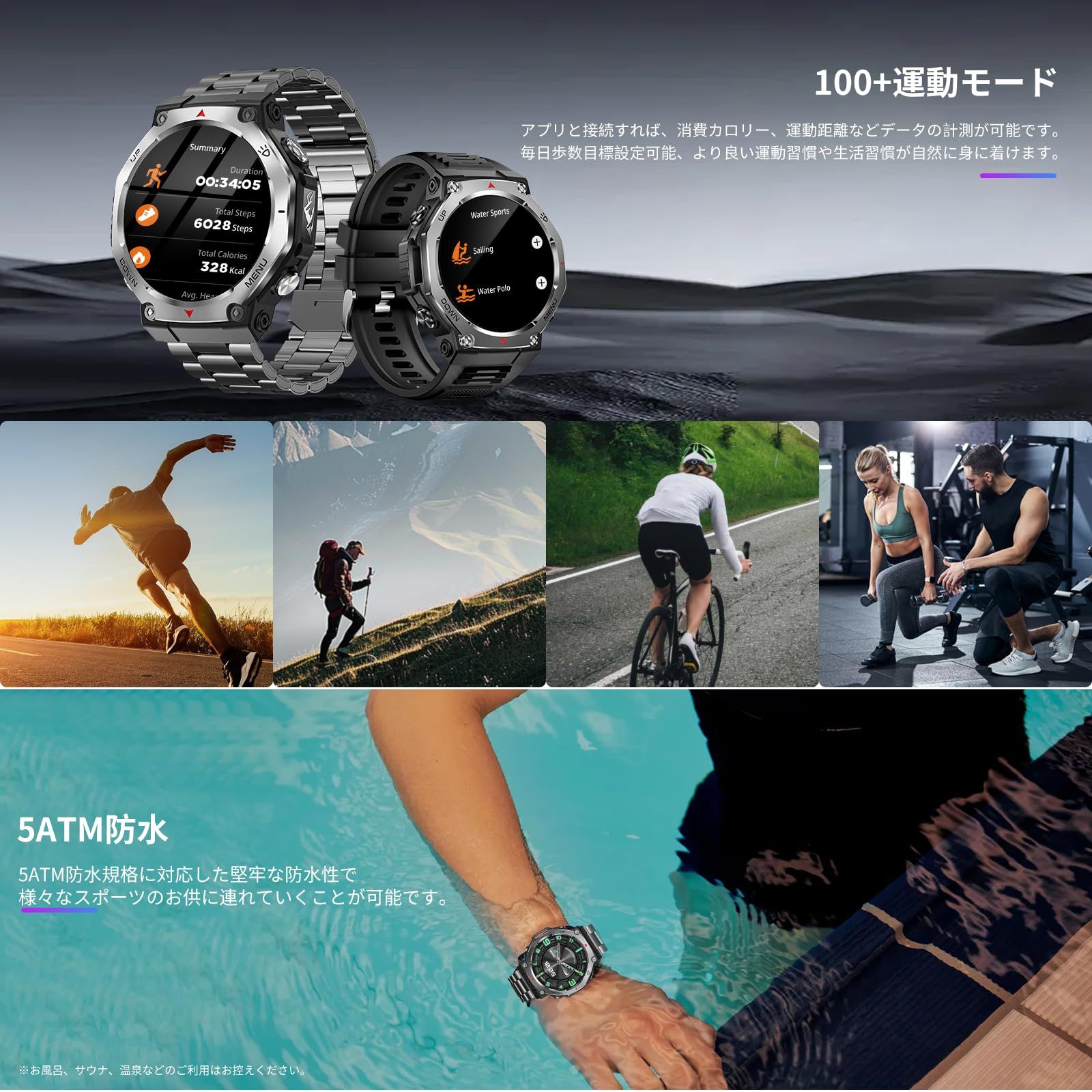 音楽制御 カメラ制御 音声アシスタント 5ATM防水 歩数計 GPS運動記録 100 運動モード 腕時計 525mAh長持ちバッテリー 目覚まし時計 AMOLEDディスプレイ 天気予報 Super 100 文字盤 1.43インチ Line メッセージ CHRISTIANNAURATH_COM_BR