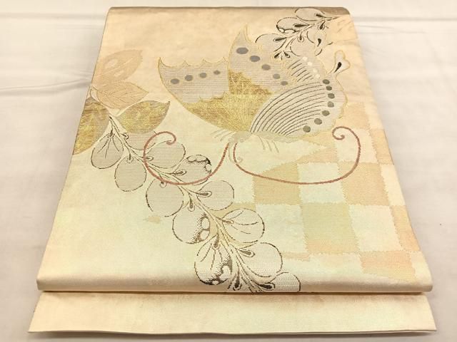 平和屋本店□極上 九寸名古屋帯 作家物 型染め 舞蝶文