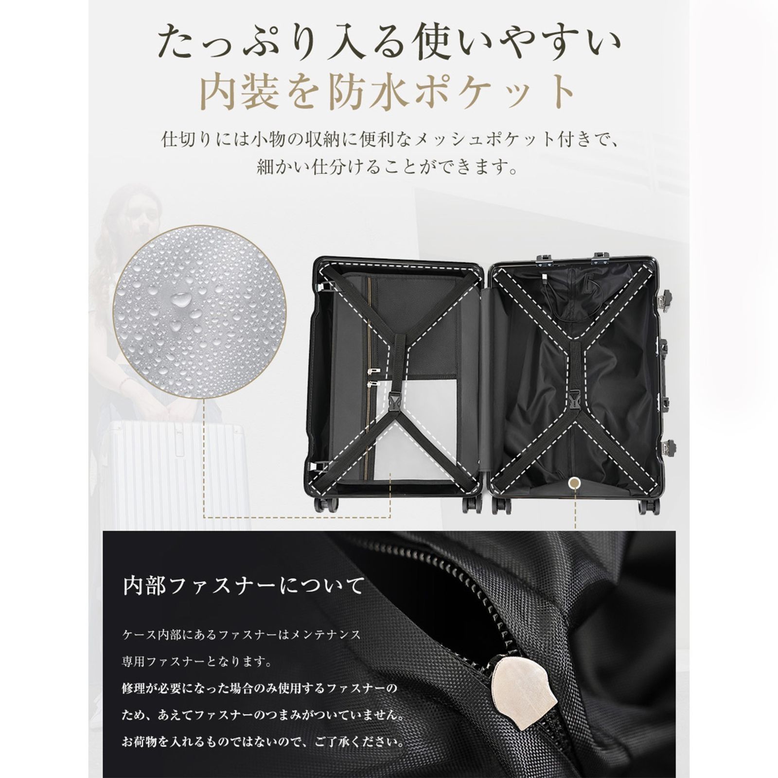 スーツケース｜Sサイズ｜機内持ち込み｜USBポート付き｜アルミフレーム｜防水ポケット｜TSAロック｜PP531328LAA
