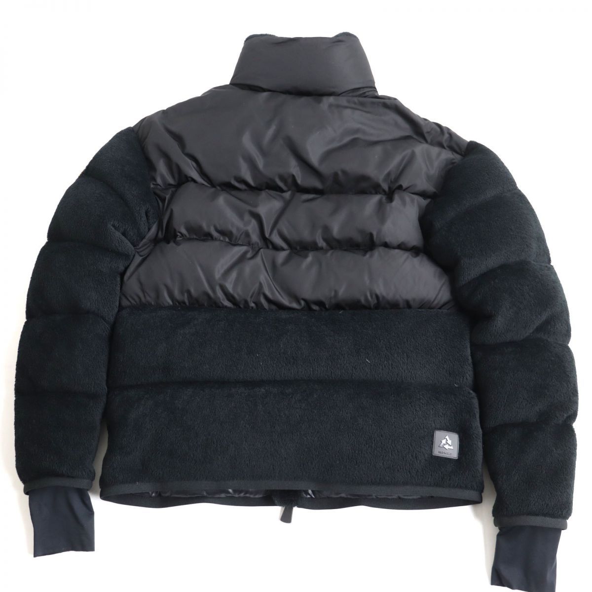 極美品◆20年製 MONCLER GRENOBLE モンクレール グルノーブル ロゴワッペン WZIP フリース切替 ダウンジャケット 黒 S 正規品