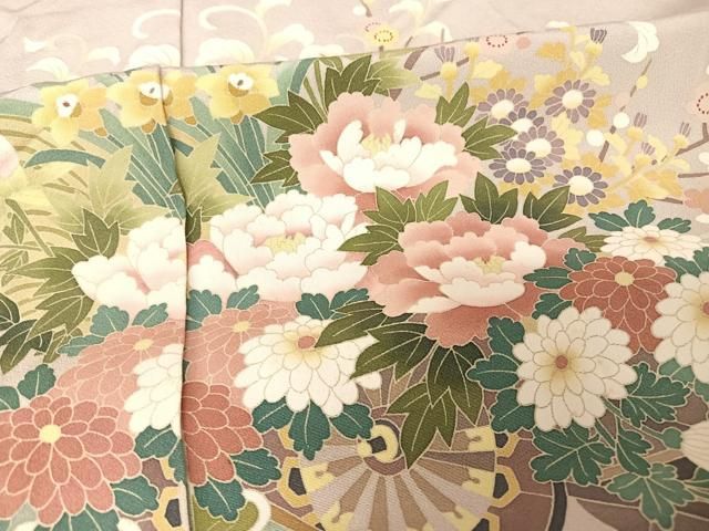 平和屋着物○十日町友禅作家 岡村蒼風 色留袖 風景草花文 暈