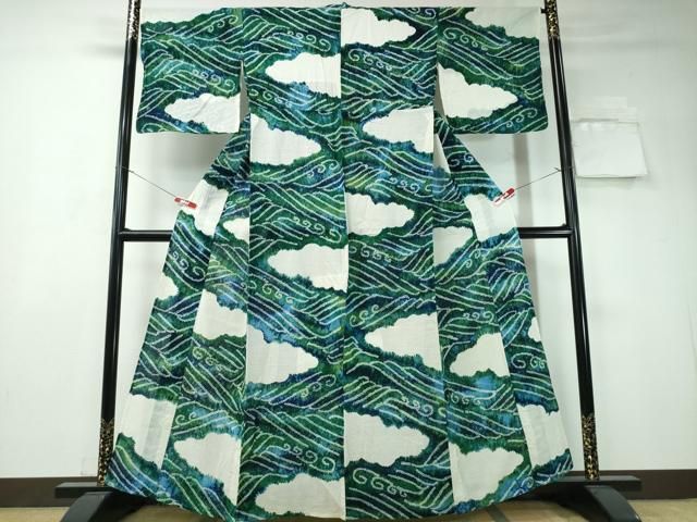 eふれんず◆有松鳴海絞り　夏物　浴衣　花唐草文　綿◆am1142 eふれんず◇有松鳴海絞り 夏物 浴衣 草花文 綿◇am1905-通販激安