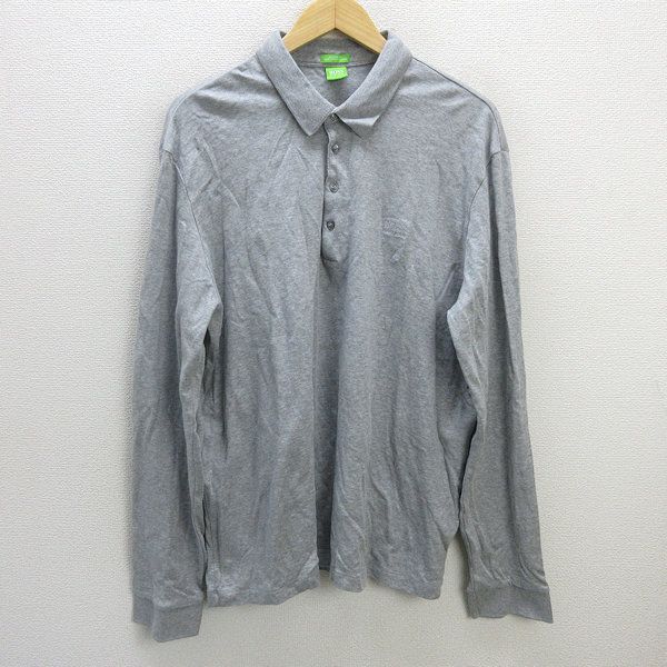zBIGサイズヒューゴボス/HUGO BOSS 長袖ポロシャツ 【3L】灰/MENS/133【中古】