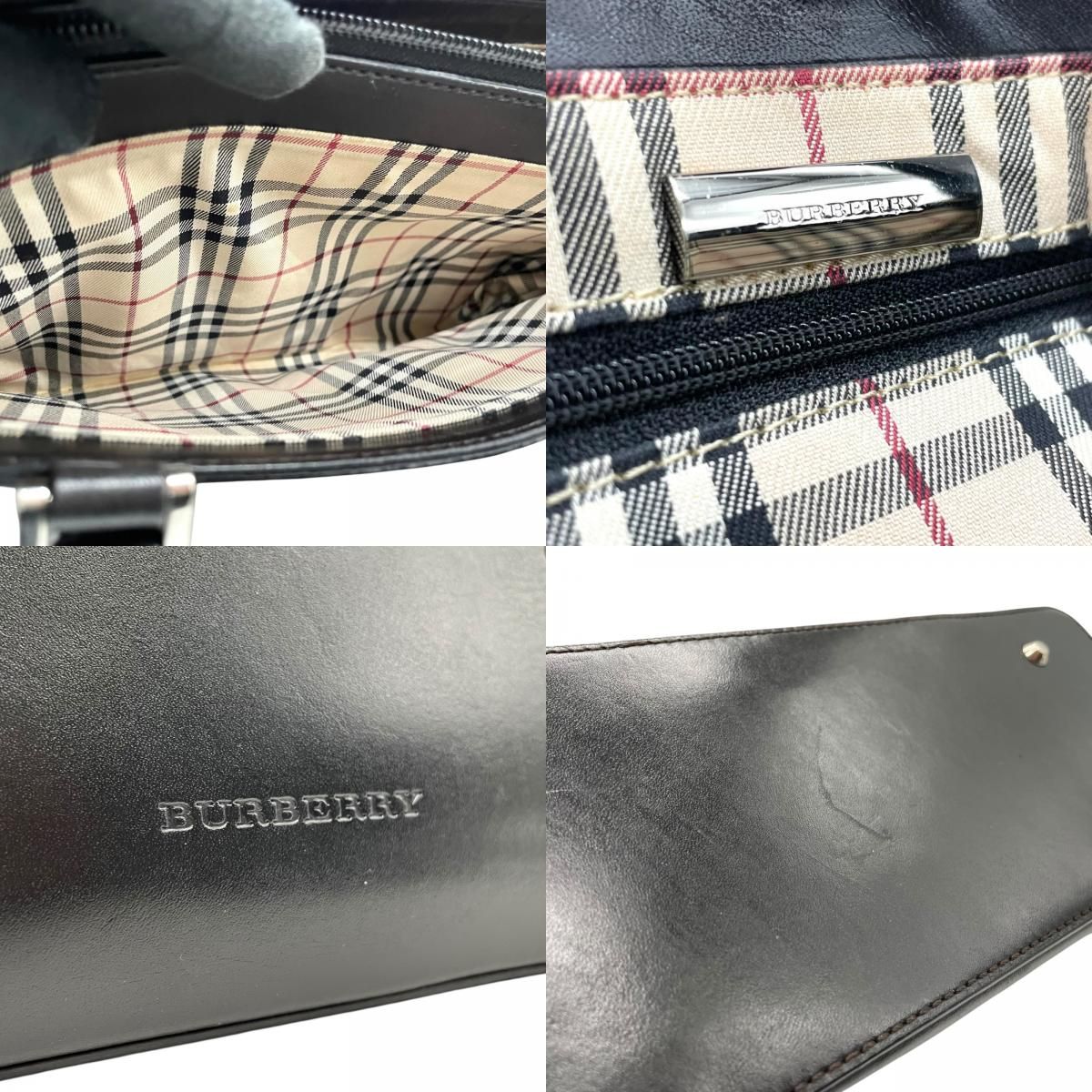 美品 BURBERRY バーバリー ハンドバッグ 本革 レザー 黒 ブラック ノバ