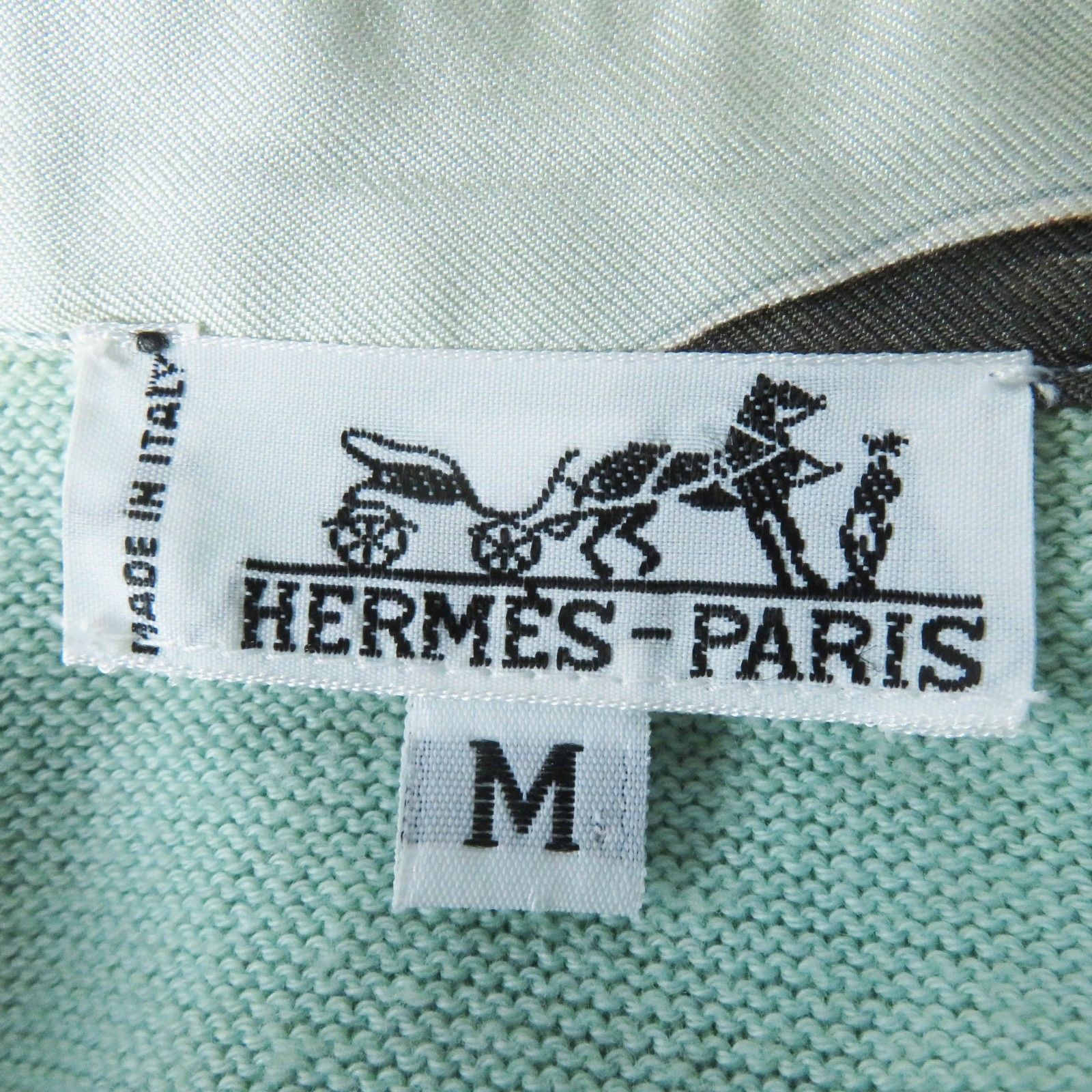 美品◎HERMES エルメス ヴィンテージ La Vie Precieuse de la Mediterranee 　地中海の貴重な命 ツイルレーヌ Hボタン 半袖ポロシャツ M 美品◎HERMES エルメス ヴィンテージ La Vie Precieuse de la
