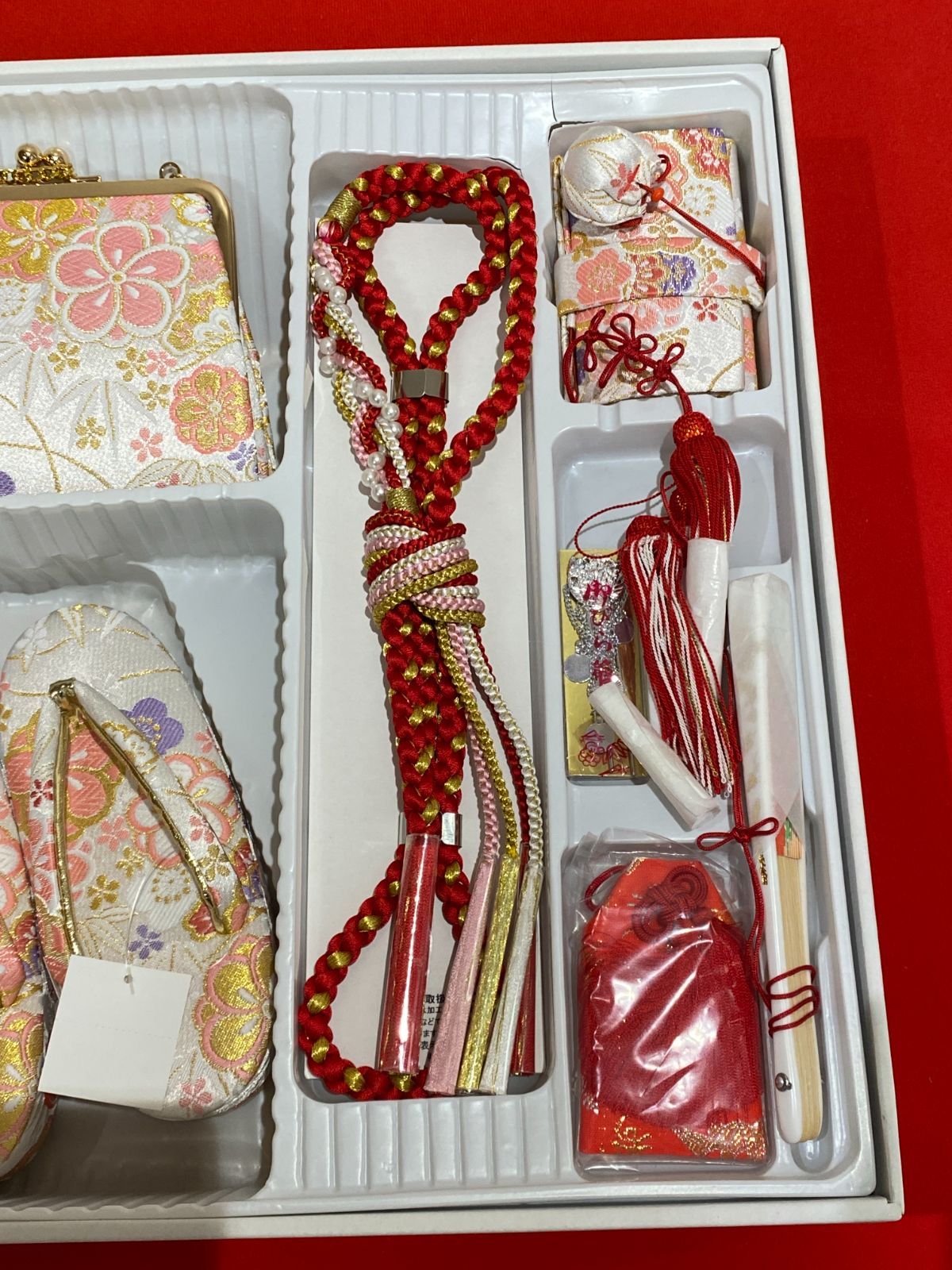  ms 24107-7 七五三 5〜3歳 はこせこセット 草履 バッグ 筥迫 女の子 白 ピンク その他 着物 浴衣 和小物