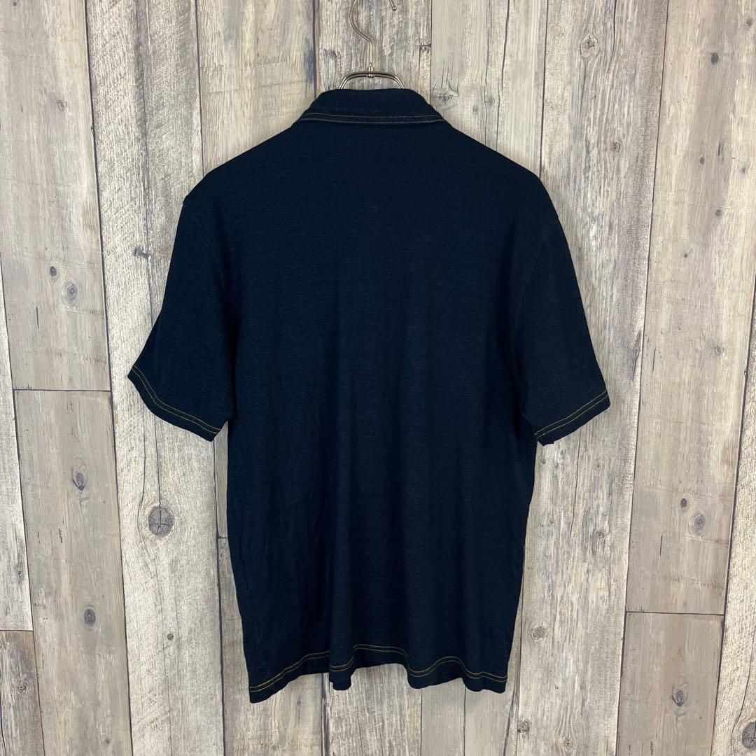santa fe サンタフェ 日本製 インディゴブルー 半袖 ポロシャツ 48