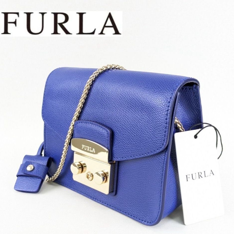 ★☆★オープニング価格★☆★　カワイイ【未使用品】FURLA　フルラ　メトロポリス　チェーンショルダーバッグ　レザー　ブルー　レディース　肩掛け