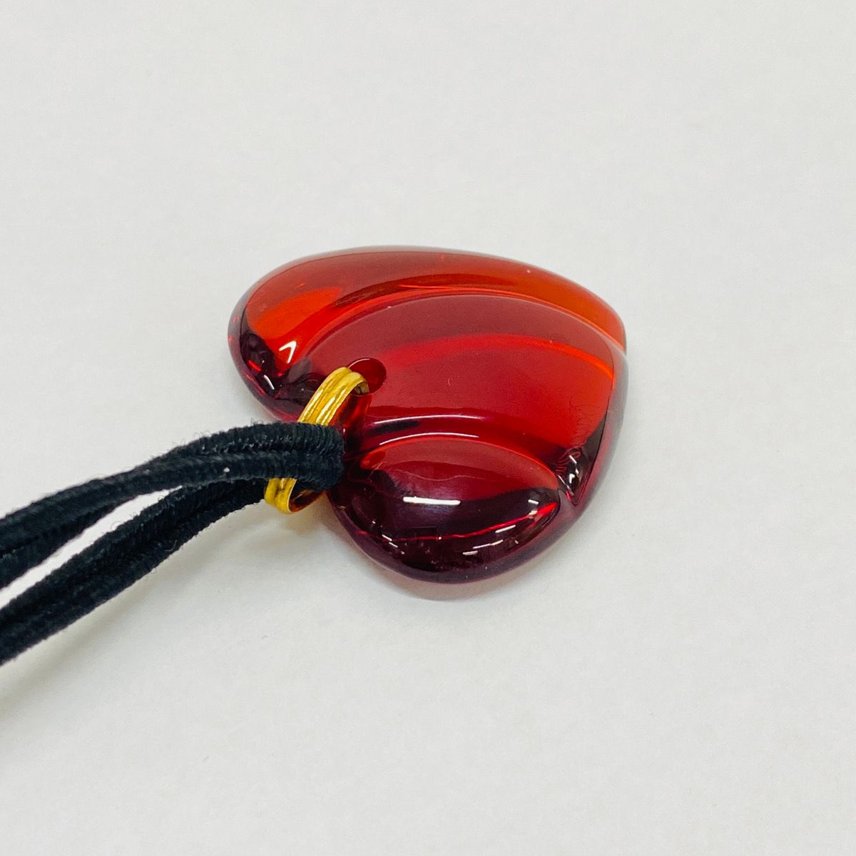 良品 Baccarat バカラ ウェーブハート クリスタルペンダント 