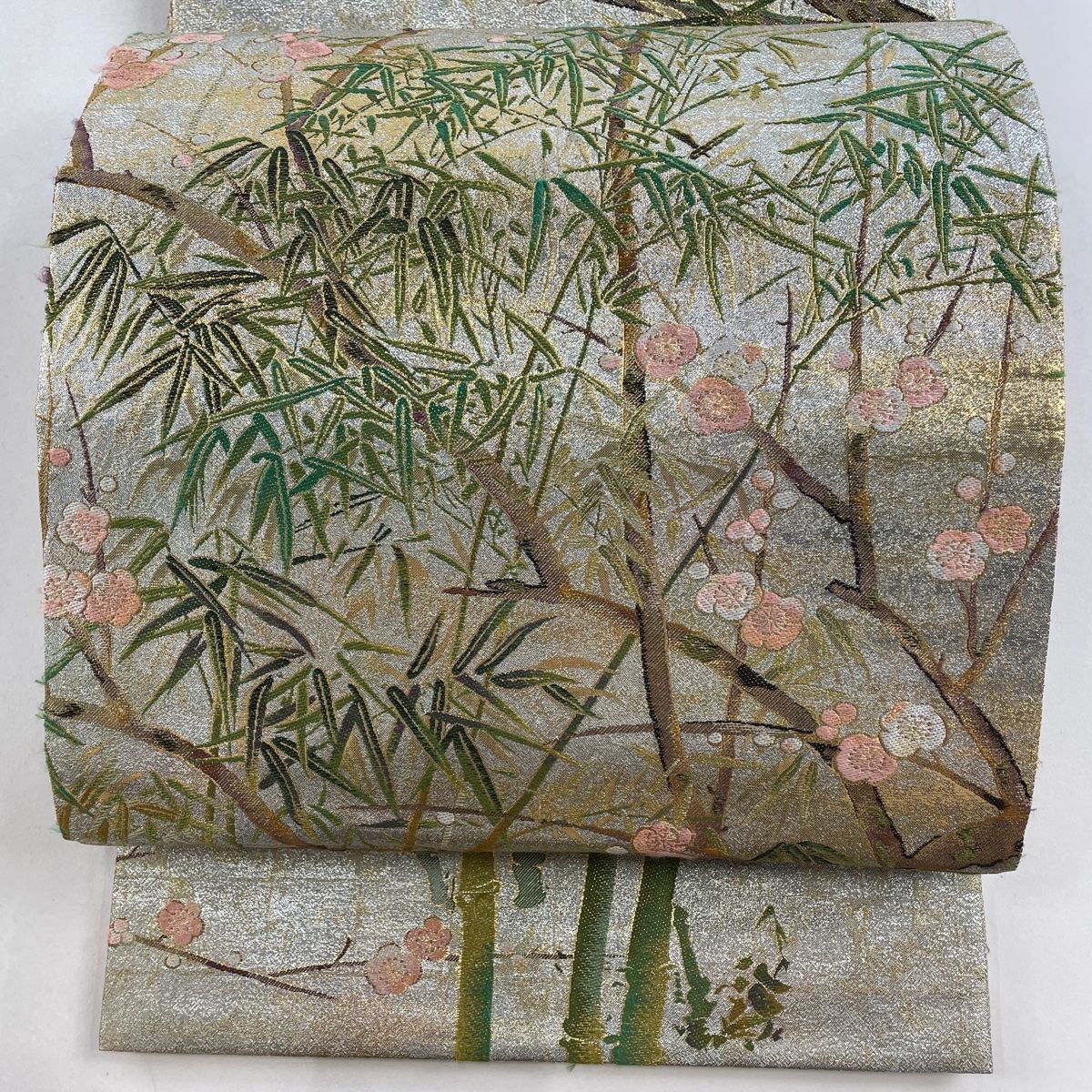 平和屋着物○アンティーク 大正ロマン 塩瀬 丸帯 龍 雲取り文 引き抜き