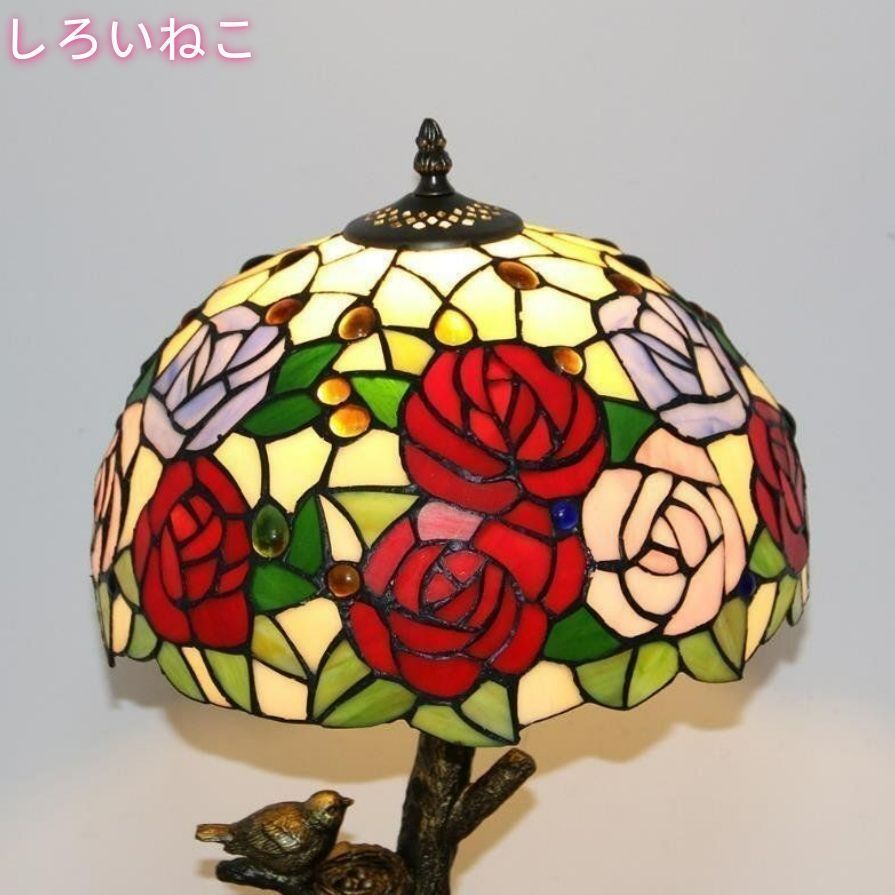 ステンドランプ 蝶 花柄 照明 ステンドグラス レトロな雰囲気