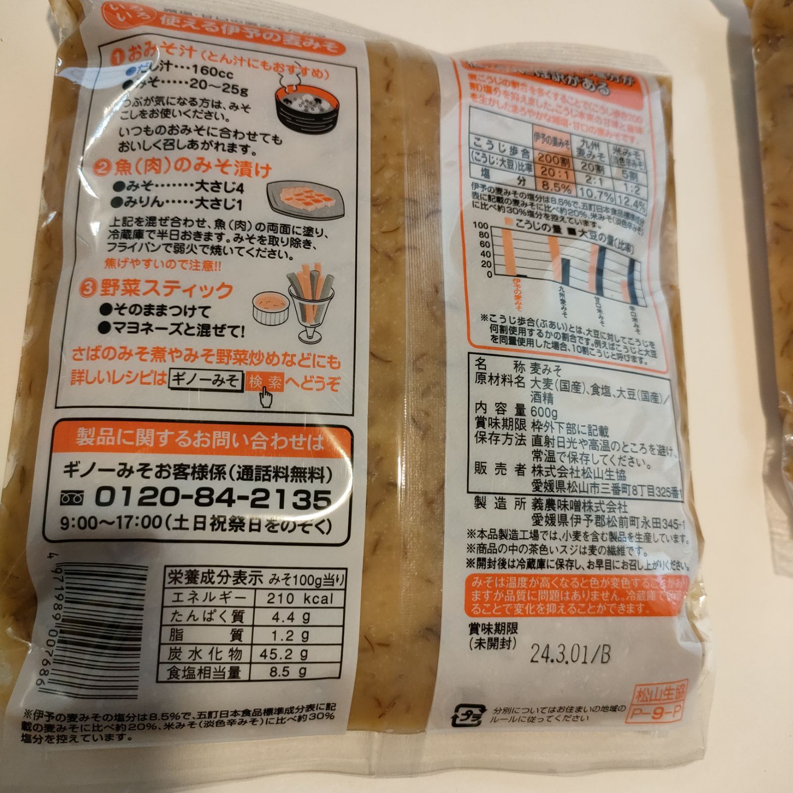 愛媛の麦みそ  南予＆伊予  食べ比べ  4袋セット-2