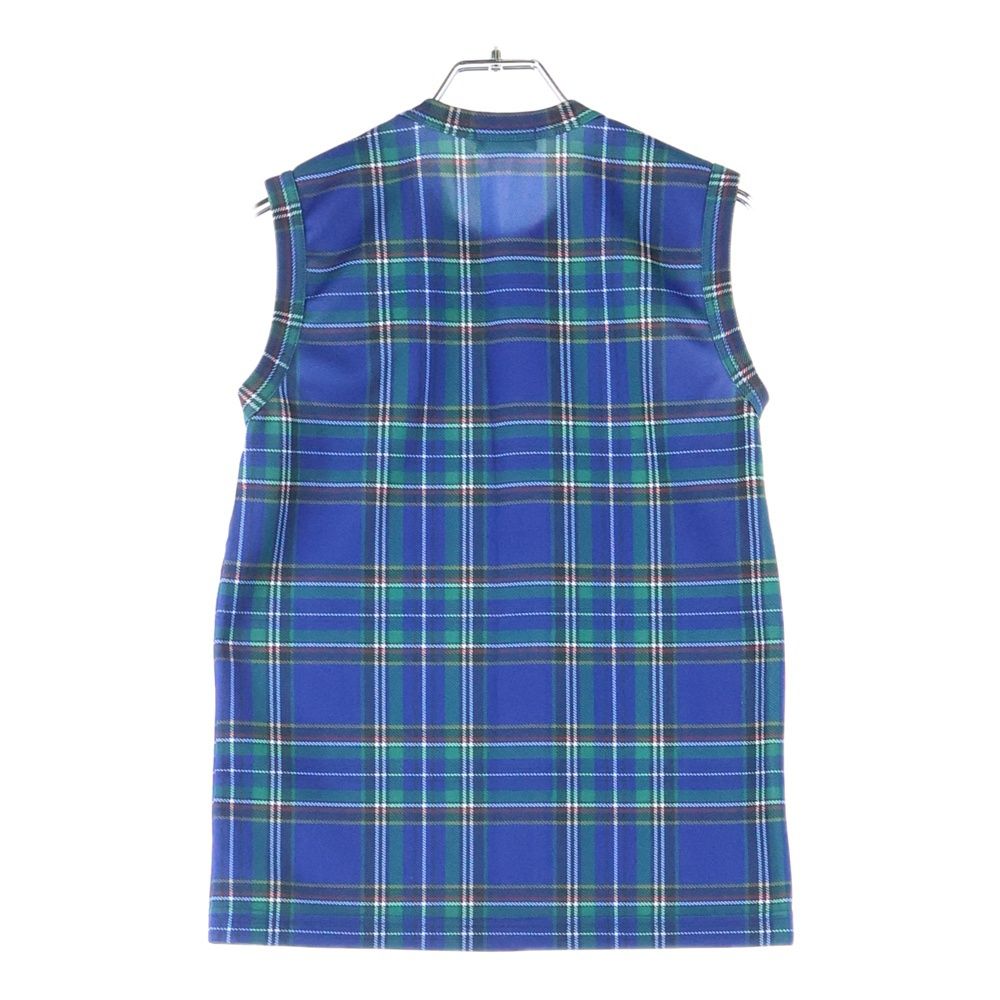 COMME des GARCONS コムデギャルソン 06SS タータンチェック 転写プリント ノースリーブカットソー ブルー レディース GQ-T017 AD2005