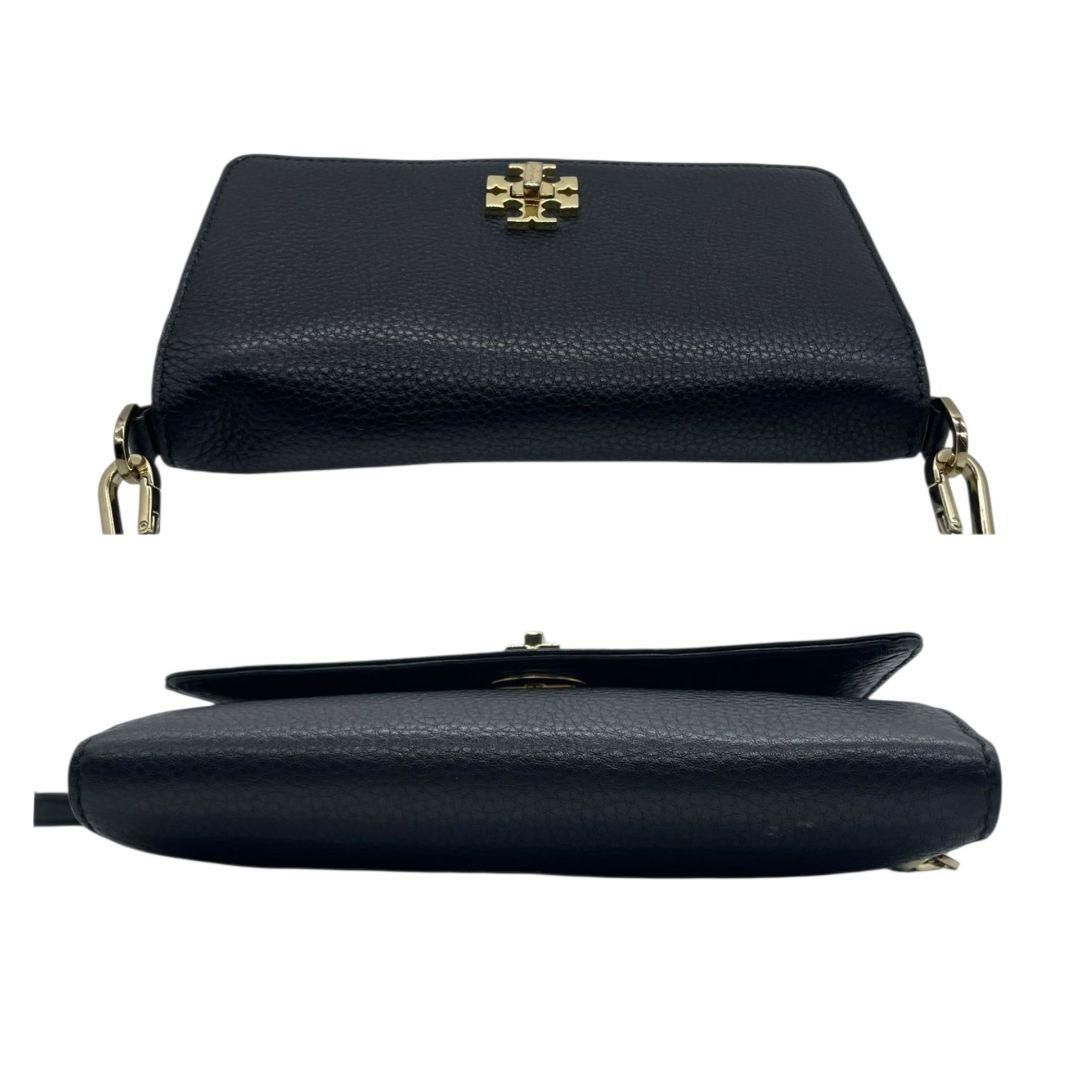 トリーバーチ ショルダーバッグ 黒 ロゴ フラップ レザー