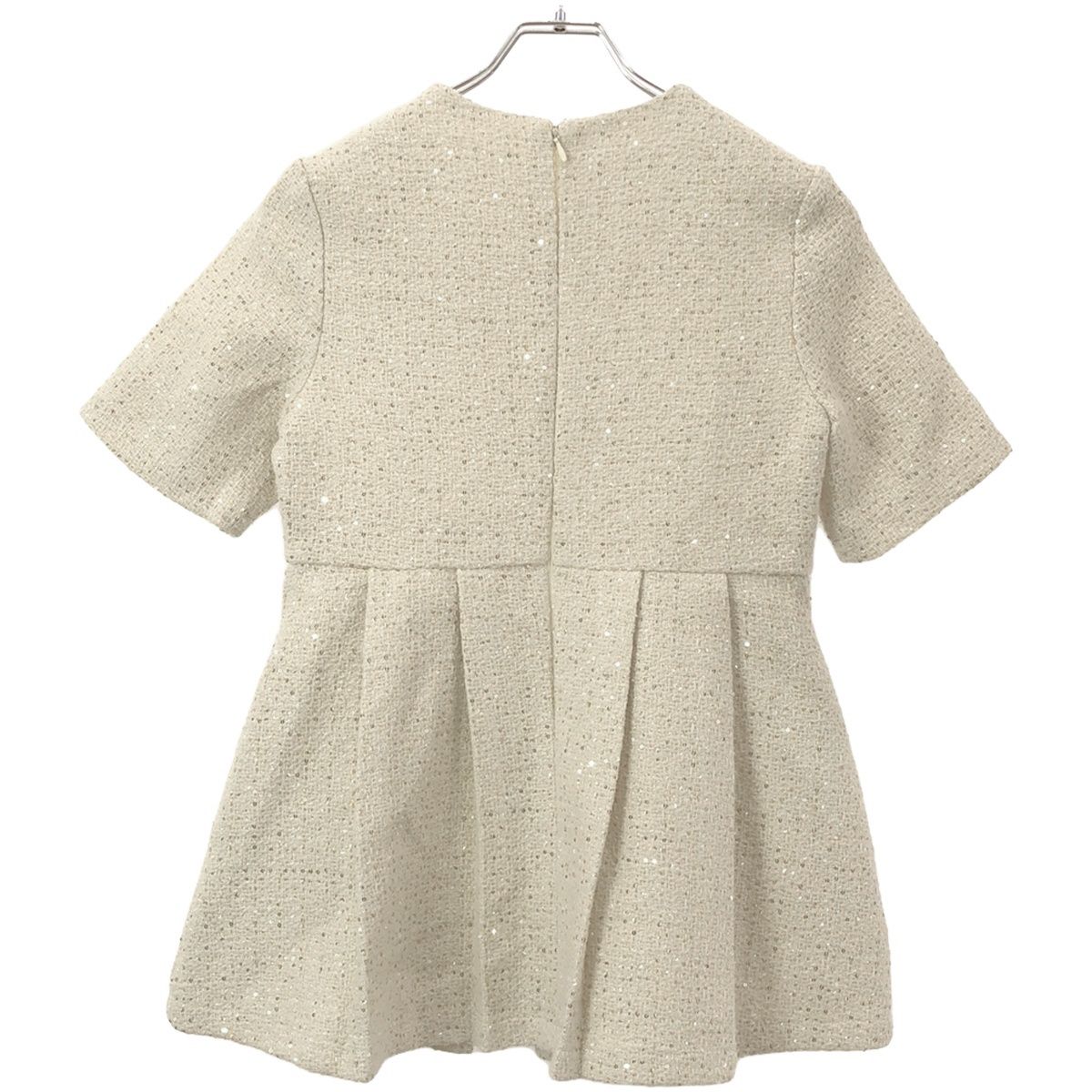 BIRTHDAY BASH バースデーバッシュ TWEED TUCK PEPLUM TOPS ツイードスパンコール ペプラムトップス  アイボリー F