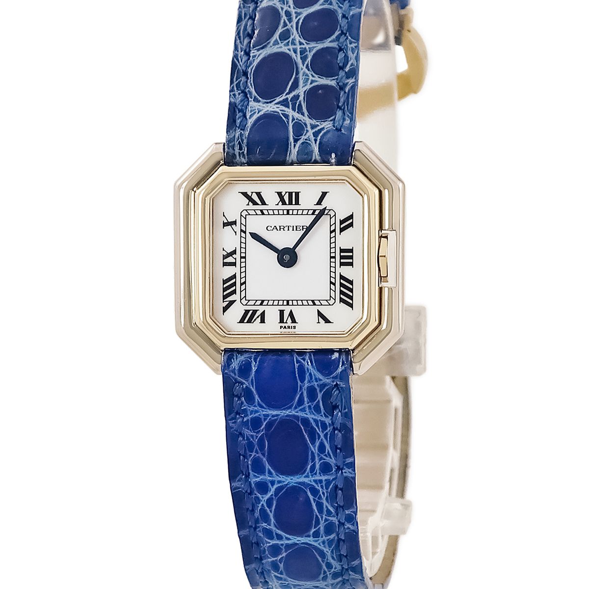 CARTIER SANTOS 21/18mm 用ハンドメイド ネイビー ブルー アリゲーター