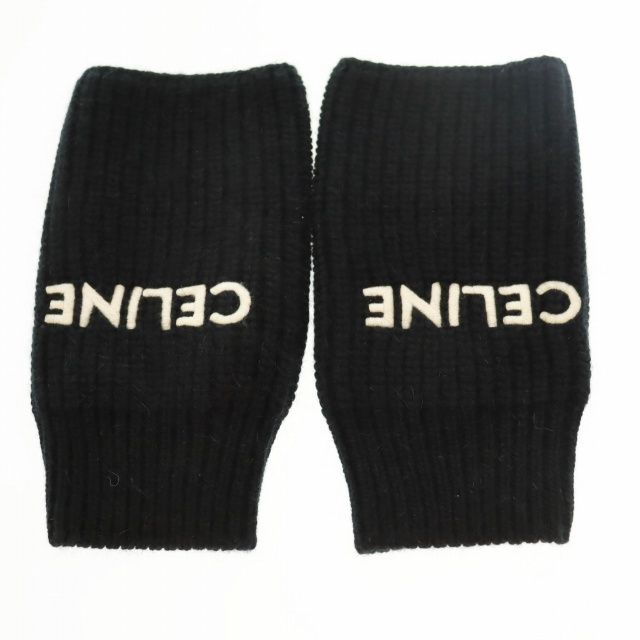 セリーヌ CELINE By Hedi Slimane バイエディスリマン ロゴ 刺繍 手袋 2A98R734L M 黒 ブラック ブランド古着ベクトル AA ▲ 251024