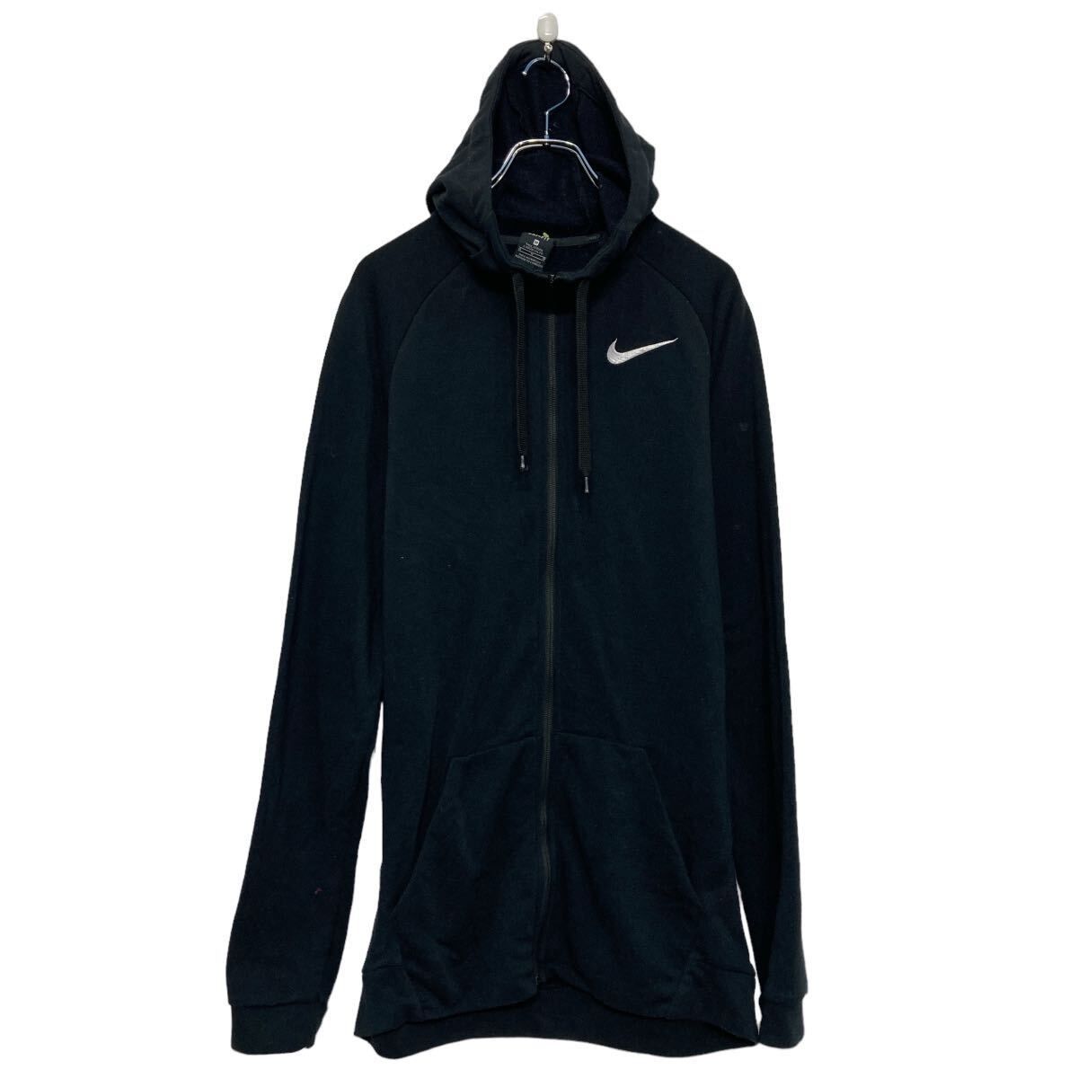 NIKE ロゴ スウェット パーカー M ブラック 裏起毛 フルジップ ナイキ 古着卸 アメリカ仕入 a608-5234